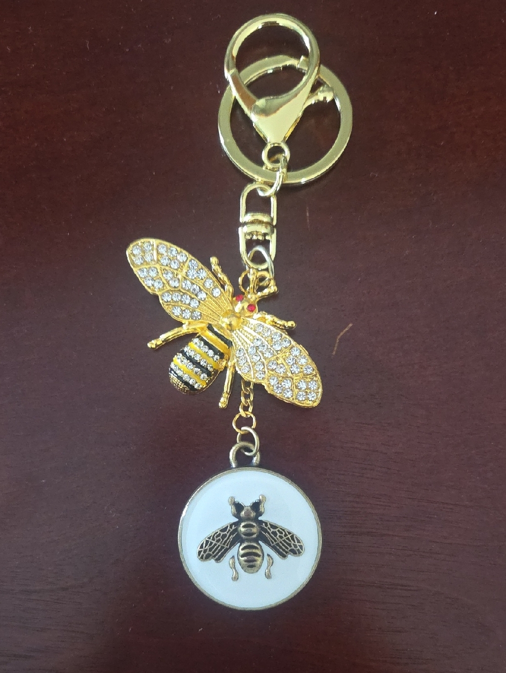 Gold Bee Crystal Keychain Card Holder Charm - Unbranded